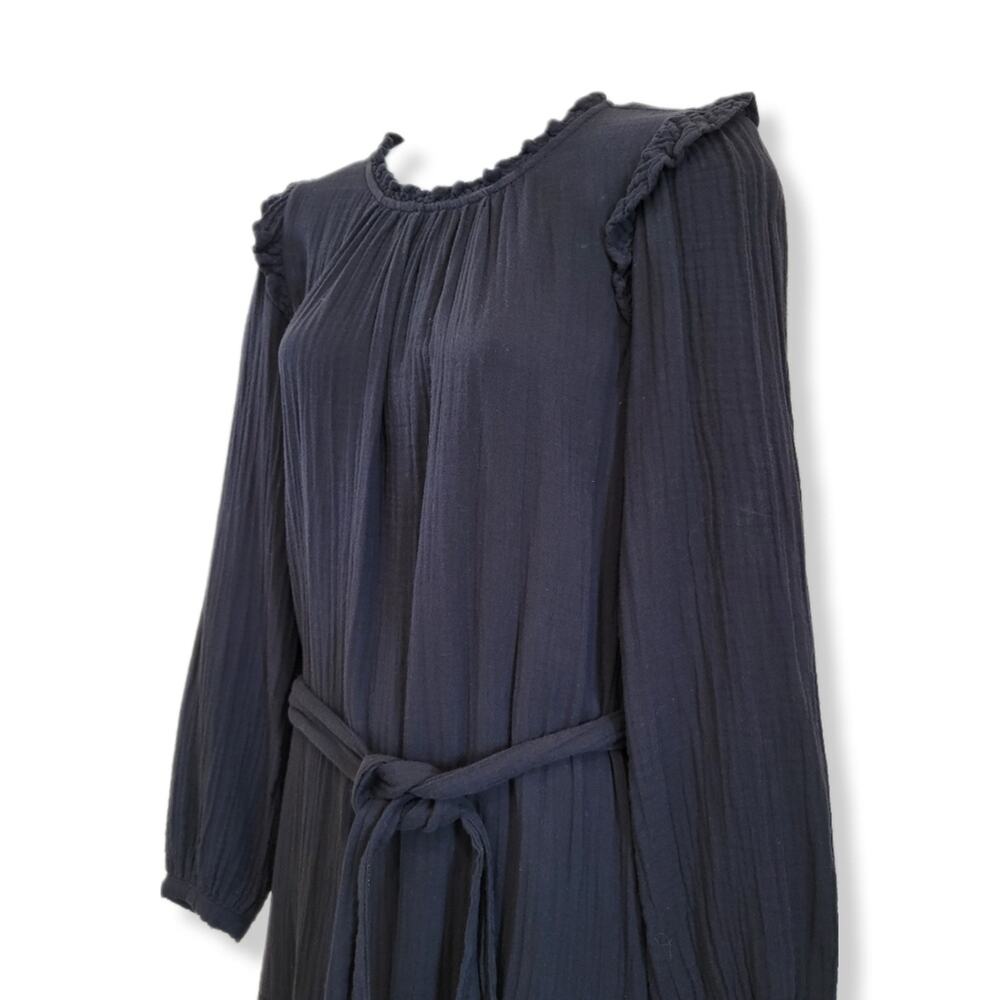 Xirena Mia Dress Black Maxi Gauze Long Sleeve Lightweight Ruffle Size Medium - Picture 5 of 12